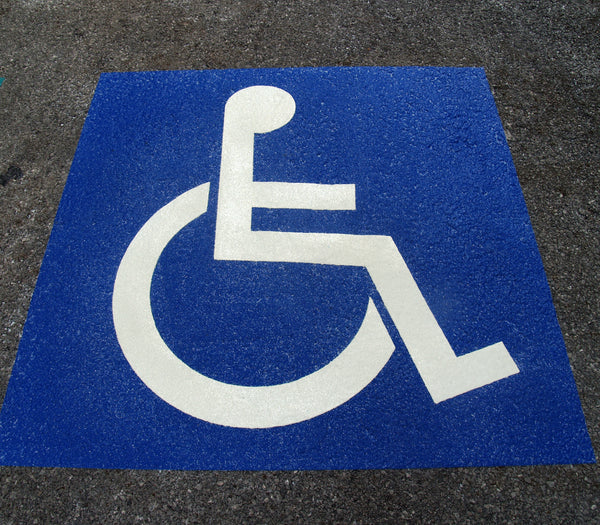 Preformed Thermoplastic Disabled Logo Inlaid into Colour Panel 1000mm